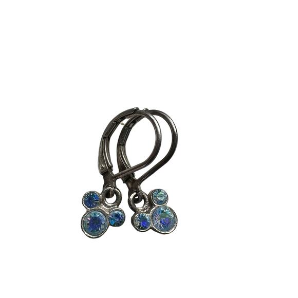 Disney Mickey Mouse AB Rhinstones Earrings Leverbacks Small - Picture 2 of 5